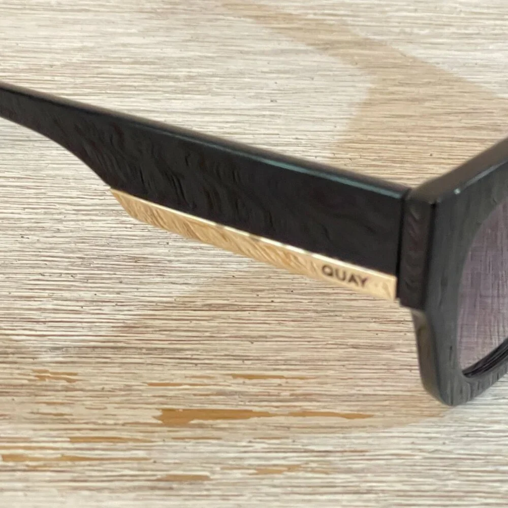 Quay Australia Sunglasses By The Way Black Cateye with Pouch and Cloth